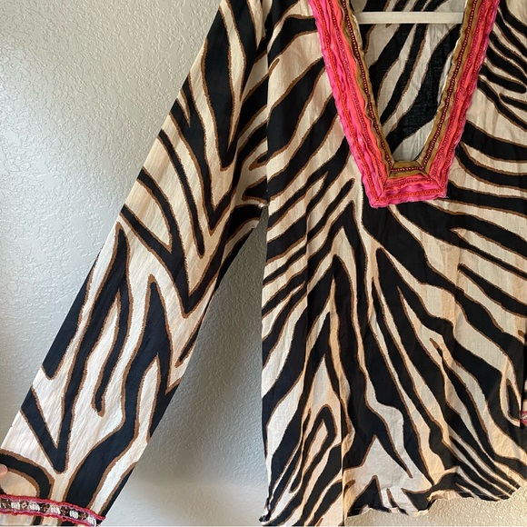 Boston Proper Womens Embellished Beaded Embroidery Tunic Popover Top Large - Picture 6 of 12